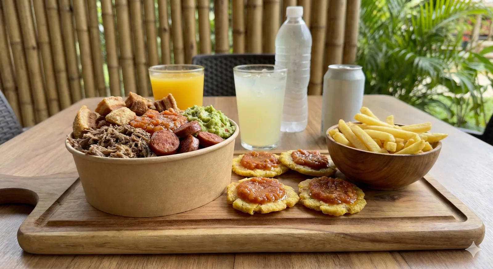 La Barra Campesina – Patacones, pork crackling, chorizo and bowls